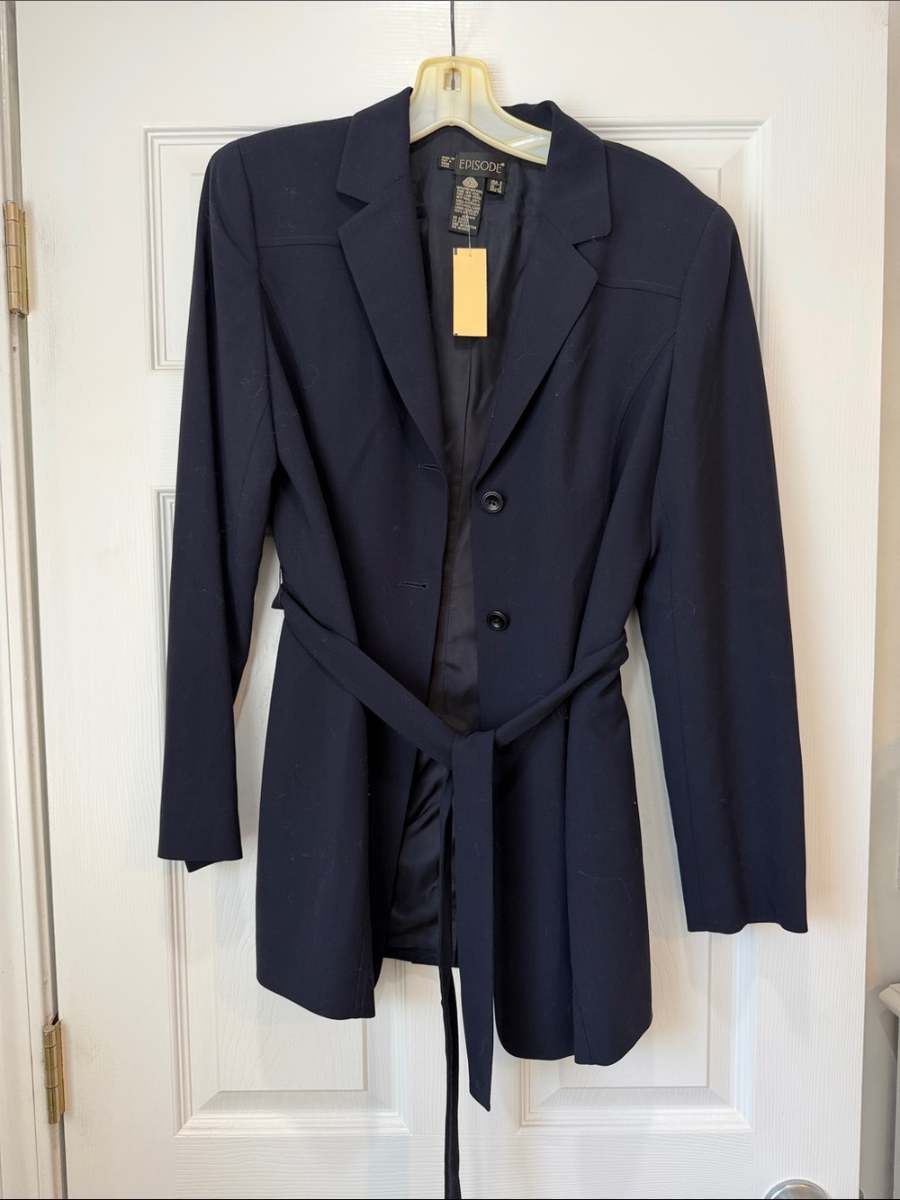 Episode Navy Belted Tailored Blazer Jacket